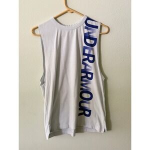 Under Armour Mens Gray Sleeveless Tank Top Athletic Training HeatGear MD